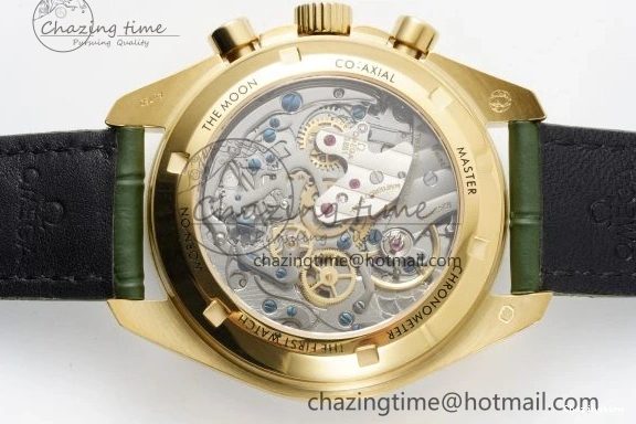 0512 Speedmaster Moonwatch in Moonshine Gold YG RMF Best Edition Green Dial on Green Leather Strap Manual Chrono EasyCare 7832